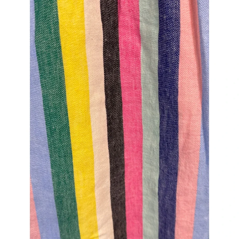 J.Crew Rainbow Striped Linen‎ Cotton Paper bag Mini Skirt Size 2 Retro Coastal